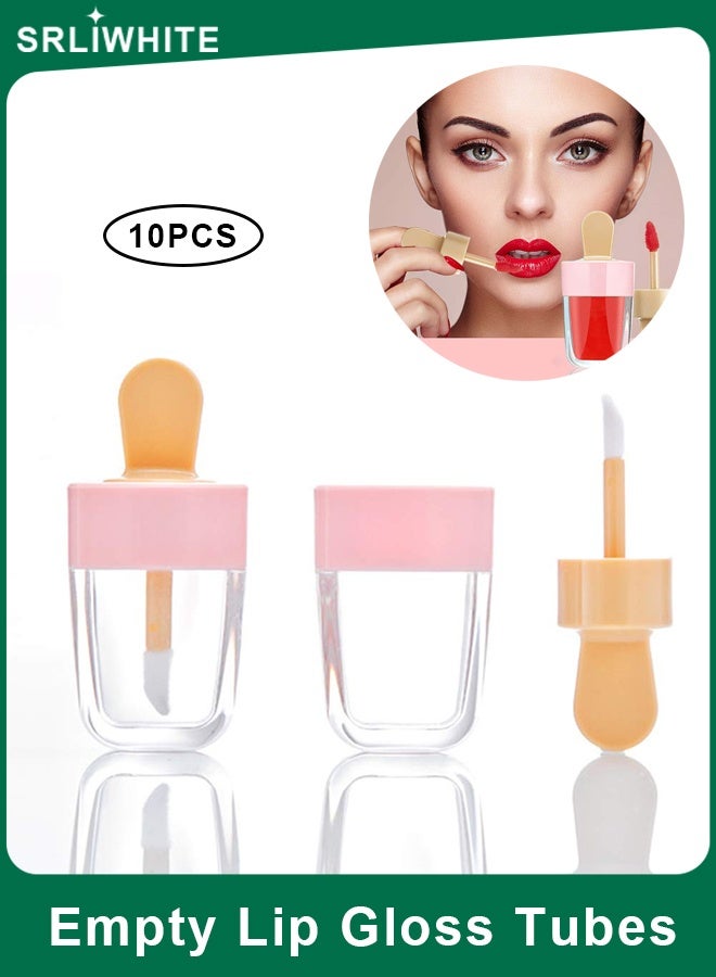 SRLIWHITE 10PCS Pink Ice Cream Plastic Lip Gloss Tubes with Wand, Refillable Empty Lip Balm Containers for DIY Lipstick & Makeup Samples (8ml) - Image 1